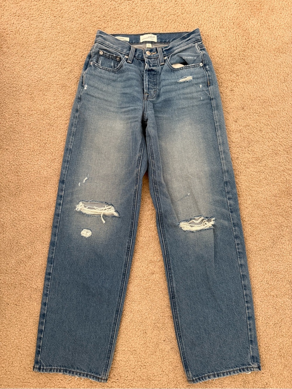 Universal Thread Women's Distressed Medium Blue Boyfriend Jeans
